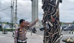 Unik! Knalpot Brong Hasil Razia Disusun Jadi Monumen Pengingat di Kota Cantik Palangka Raya