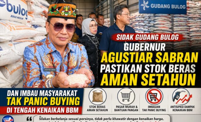 Sidak Gudang Bulog, Gubernur Agustiar Sabran Pastikan Stok Beras Aman Setahun dan Imbau Masyarakat Tak Panic Buying di Tengah Kenaikan BBM