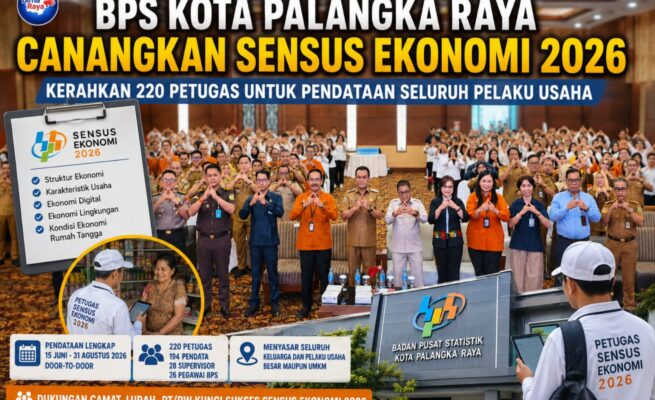 Mulai 15 Juni, BPS Palangka Raya Lakukan Pendataan Lengkap Sensus Ekonomi 2026 dari Rumah ke Rumah