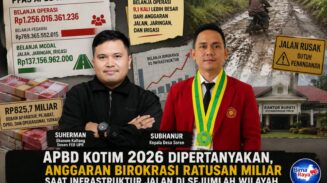 APBD Kotim 2026 Dipertanyakan, Anggaran Birokrasi Mencapai Ratusan Miliar saat Infrastruktur Jalan di Sejumlah Wilayah Masih Memerlukan Penanganan