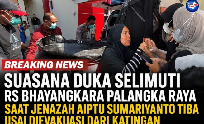 Suasana Duka Selimuti RS Bhayangkara Palangka Raya Saat Jenazah Aiptu Sumariyanto Tiba Usai Dievakuasi dari Katingan