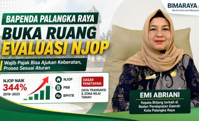 Kepala Bidang terkait di Bapenda Kota Palangka Raya, Emi Abriani, menyampaikan bahwa pemerintah membuka ruang evaluasi bagi wajib pajak yang menilai NJOP belum sesuai dengan kondisi riil