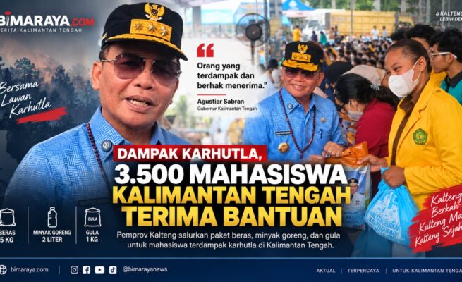 Dampingi Mahasiswa Terdampak Karhutla, Gubernur Kalteng Agustiar Sabran Salurkan Bantuan Pangan untuk 3.500 Mahasiswa