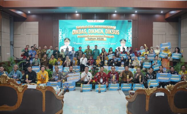 Dinas Pendidikan Kalteng Sukses Gelar Seleksi GTK Berprestasi 2026, Kota Palangka Raya Raih Juara Umum